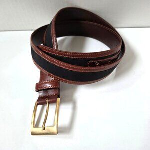 Tuttle Golf Belt Mens 36 Brown Leather Black Grosgrain Made in Italy NEW